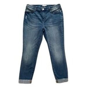 LC Lauren Conrad Skinny Jeans‎ Medium Wash Distressed Cuffed Women's Size 14